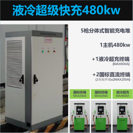 新能源汽车直流液冷超级充电桩480/720kw分体式智能柔性250A/600A极速